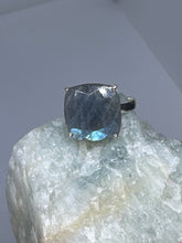 Labradorite faceted Square Set Ring size 10