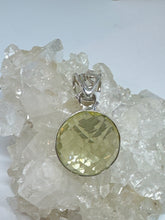 Round Lemon quartz faceted pendant