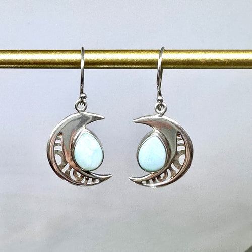 Larimar Crescent Moon earrings