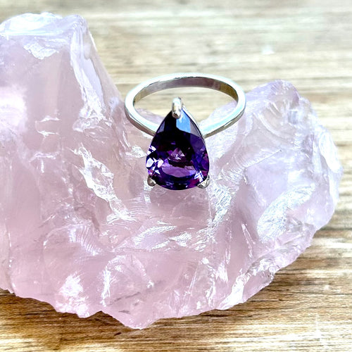 Amethyst Tear Drop Ring