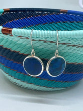 Blue Mother of Pearl round earrings