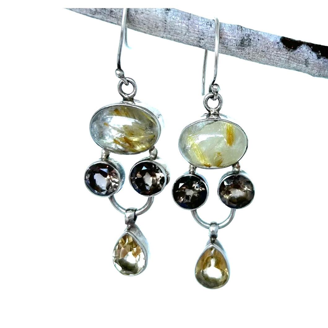 Quartz and Citrine Drop Earrings