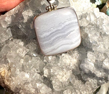 Blue Lace Agate square pendant