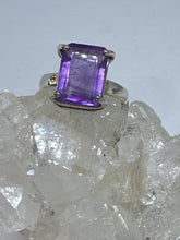 Rectangle faceted Amethyst Ring  Size 11