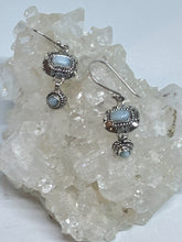 Larimar double gem drop earrings