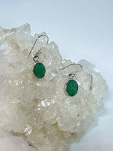 Emerald silver drop earrings