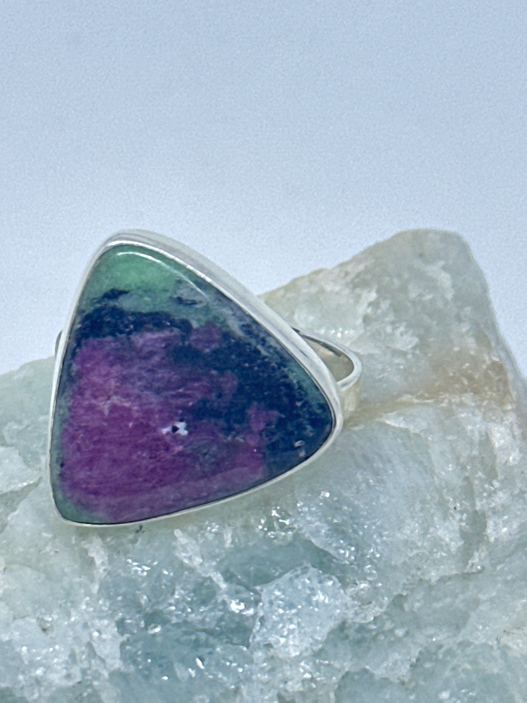 Ruby Zoisite triangle ring size 9