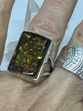 Baltic ocean green Amber Ring Size 8- 8.5