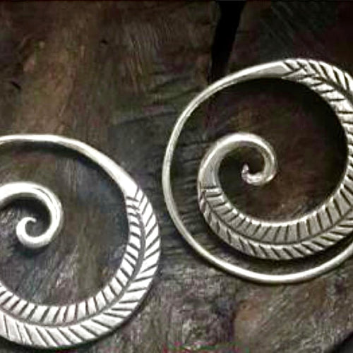 Nature leaf coil Silver Earrings