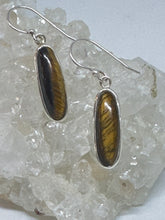 Tigers Eye long drop earrings