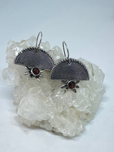 Garnet half moon sun drop earrings