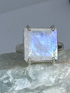 Elliptic faceted Moonstone ring Size 10