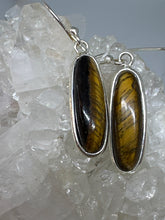 Tigers Eye long drop earrings