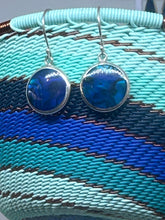 Blue Mother of Pearl round earrings