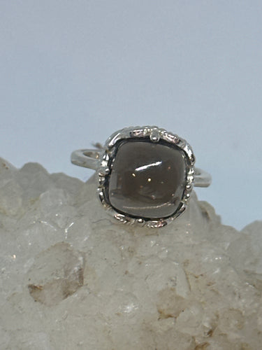 Smoky quartz little square ring 7