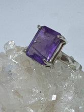 Rectangle faceted Amethyst Ring  Size 11
