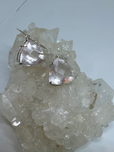 Rosé Quartz faceted triangle drop earrings