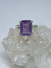 Rectangle faceted Amethyst Ring  Size 11