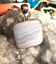 Blue Lace Agate square pendant