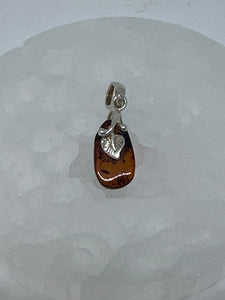 Small Amber Pendant with leaf design