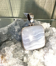 Blue Lace Agate square pendant