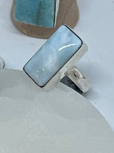 Small rectangle Larimar Ring size 7