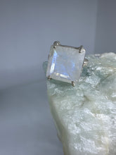 Elliptic faceted Moonstone ring Size 10