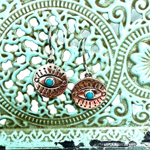 Turquoise evil eye earrings