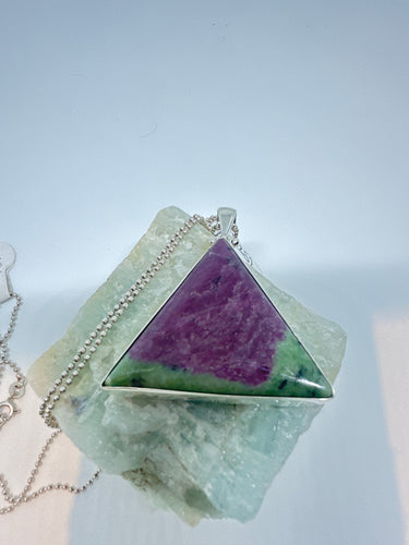 Ruby Zoisite triangle pendant