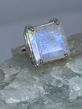 Elliptic faceted Moonstone ring Size 10