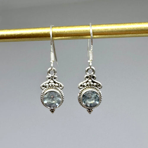 Petite Blue topaz drop earrings
