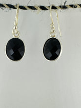 Onyx faceted oval earrings