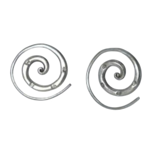 Medium Spiral hanmered - Silver earrings
