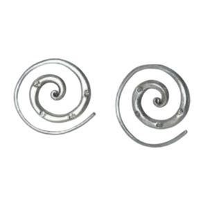Medium Spiral hanmered - Silver earrings