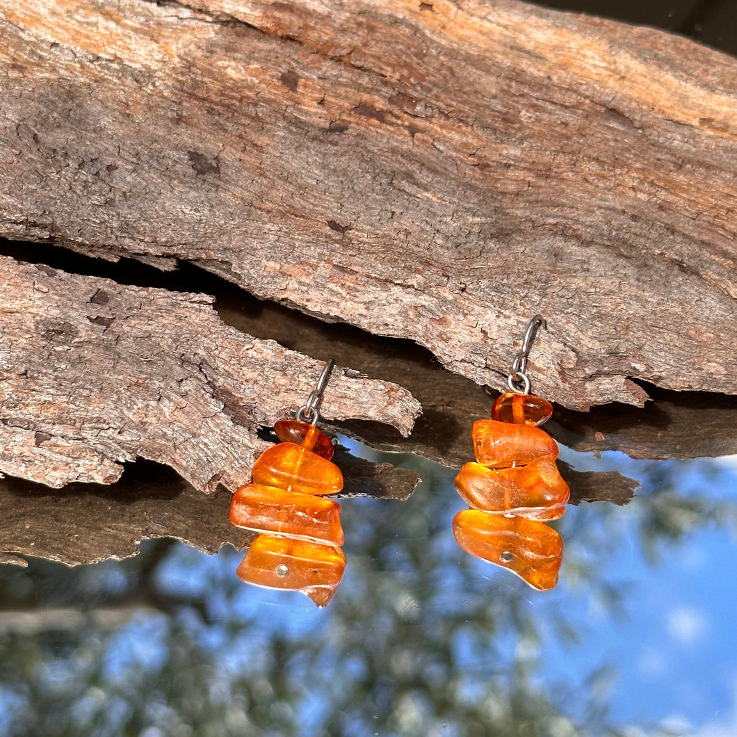 Amber nugget earrings