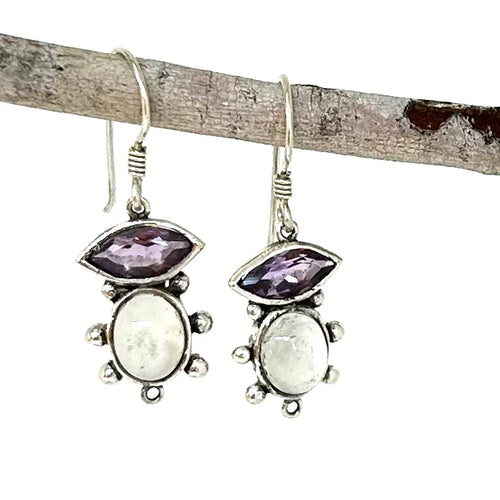 Amethyst and Moonstone Eye Earrings