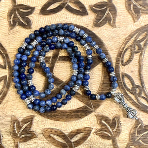 Blue lace agate and Sodalite beaded Bracelet necklace with Visvavaira charm