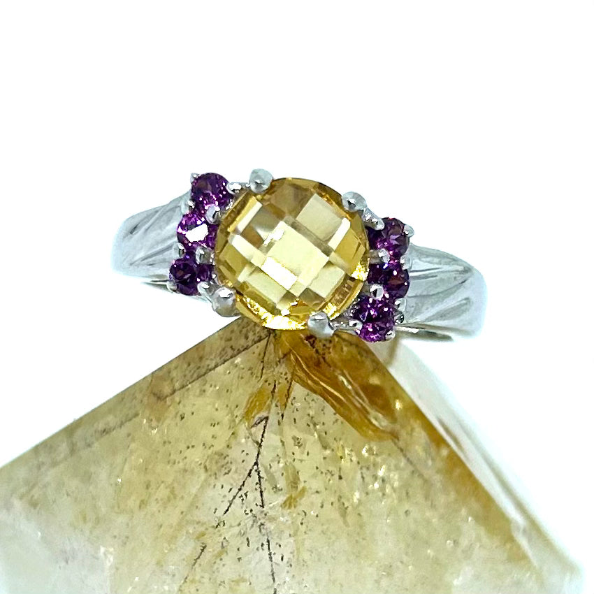 Citrine and Garnet Ring