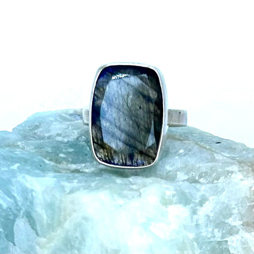 Labradorite Square Set Ring