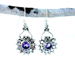 Amethyst Flower Earrings