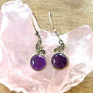 Amethyst Circle Earrings