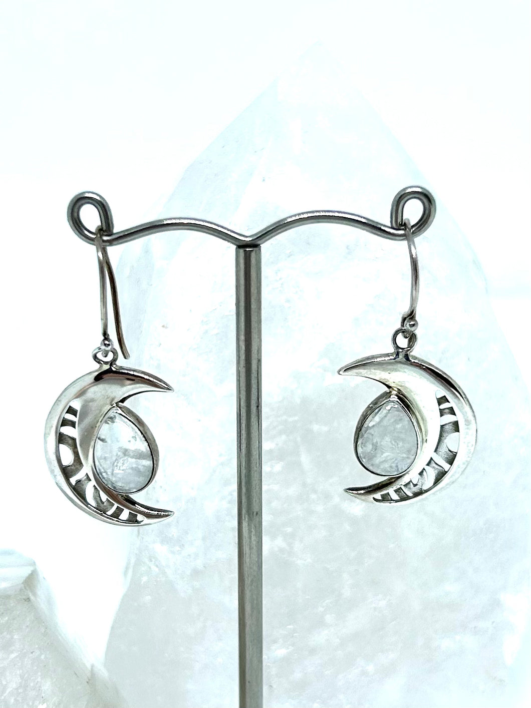 Crescent Moon Moonstone Earrings