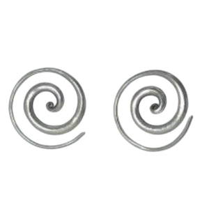 Tribal hoop - hammered Silver Earrings
