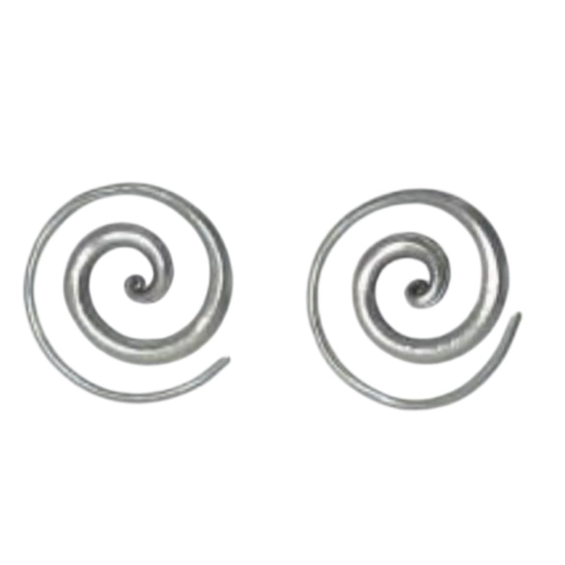 Tribal hoop - hammered Silver Earrings