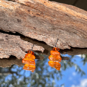 Amber nugget earrings