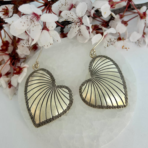 Hill Tribe Big  Heart Earrings