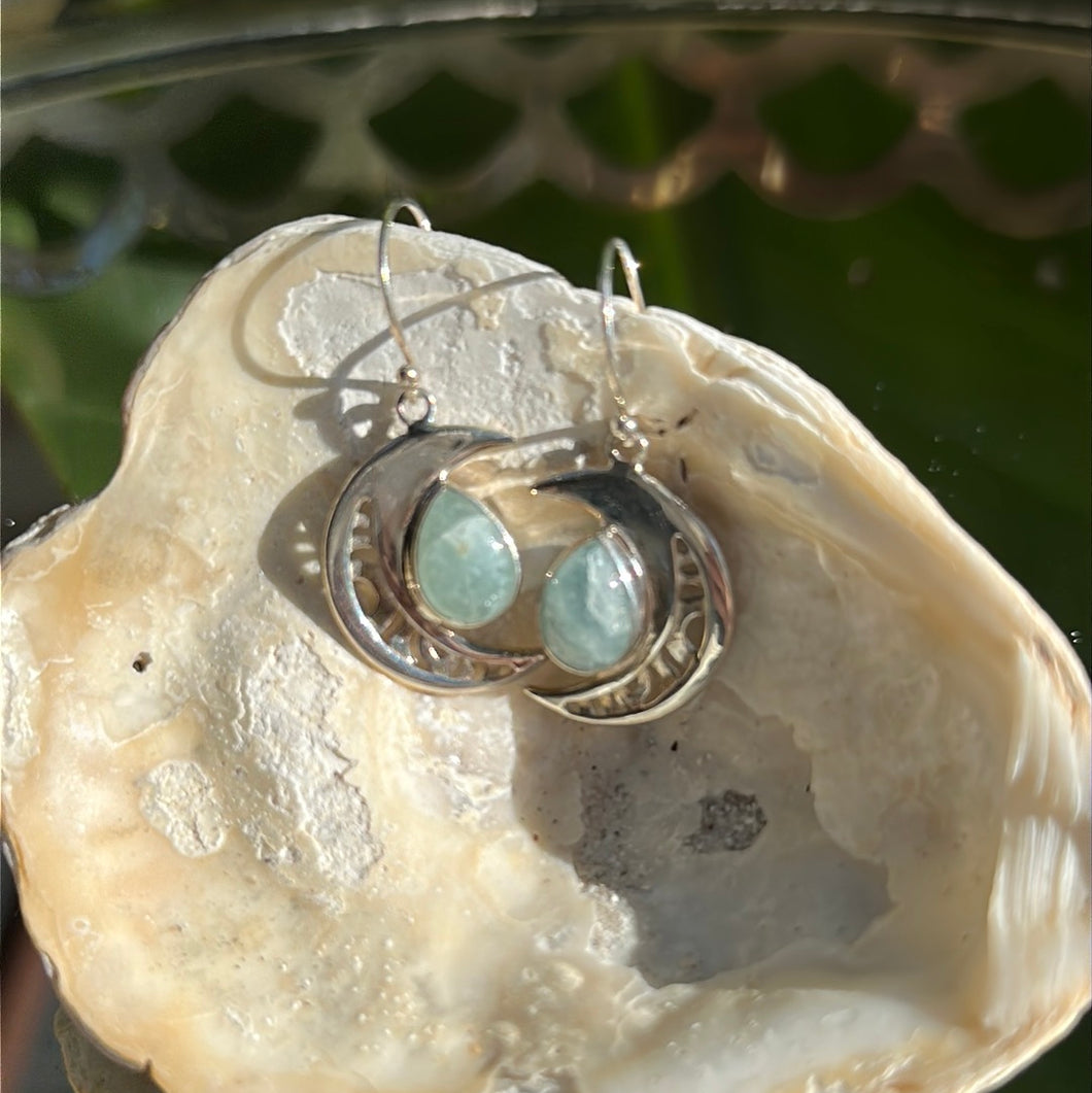 Aquamarine Crescent Moon earrings