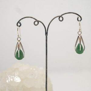 Green Jade Gem Drop Earrings