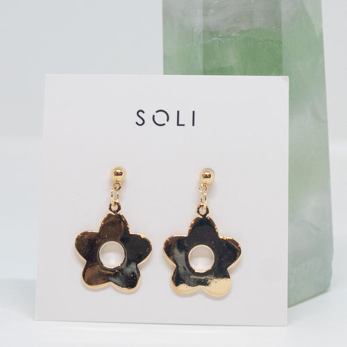 Gold flower earrings