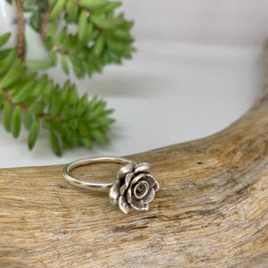 Mini Rose Silver Ring